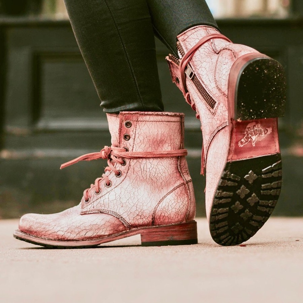 Freebird Manchester Distressed Combat Boot Blush